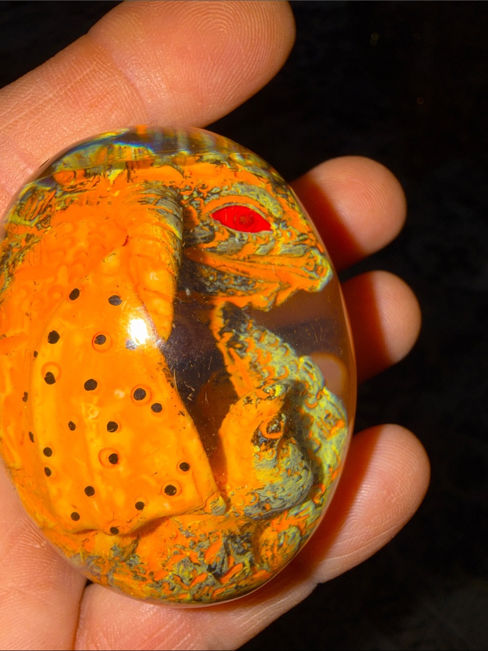 Amber Orange Resin Gecko Habitat Ornament - Pets Reptile Decor